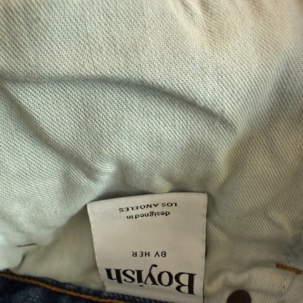 Boyish Women Medium Wash High Waisted Straight Leg Jeans Size 26 Ankle Tie Avery - Picture 8 of 9